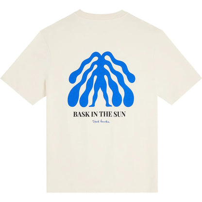 T-shirt homme Bask in the Sun Seaman ivoire avec grand imprimé graphique David Vanadia au dos