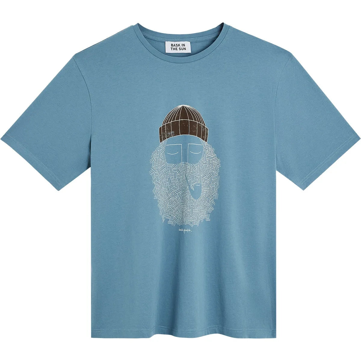 T-shirt homme Bask in the Sun Smoking Pipe bleu Ice avec illustration Daniela Garreton, vue de face
