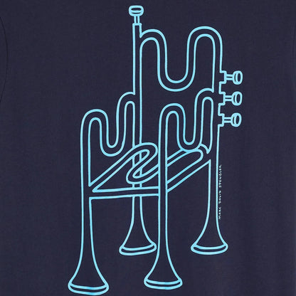 zoom logo trompettes entrelacées turquoises