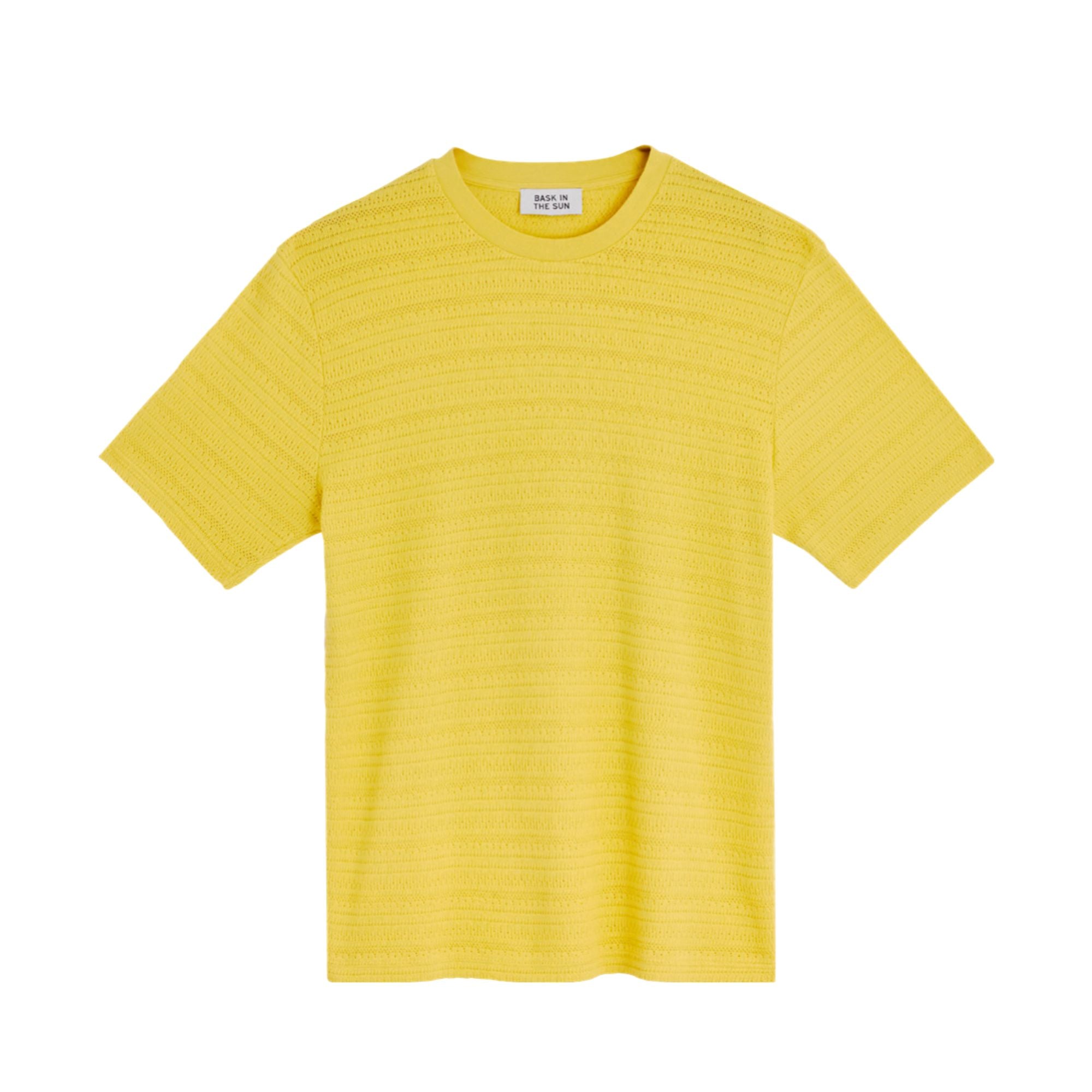 tee shirt jaune texture pour homme bask in the sun en coton bio