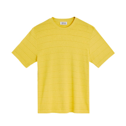 tee shirt jaune texture pour homme bask in the sun en coton bio