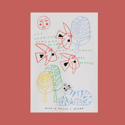 zoom motif rouge bleu vert et jaune