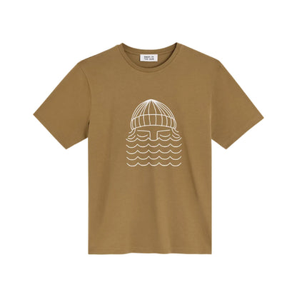 tee shirt homme kaki avec barbu blanc stylise bask in the sun