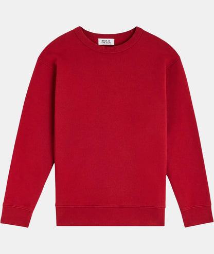 vue avant du sweat-shirt en coton bio sans motif, coloris cognac unisexe