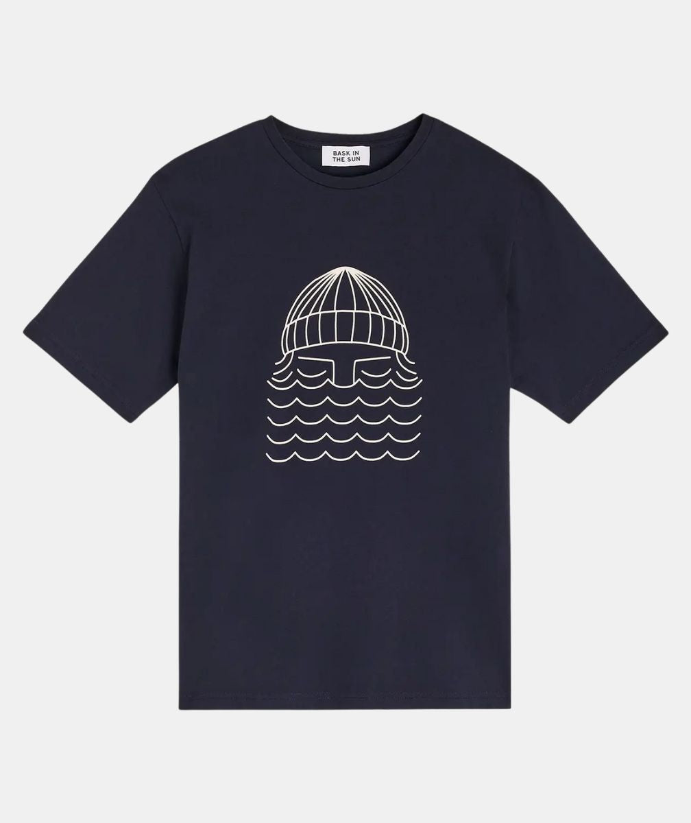 BASK IN THE SUN TEE SHIRT TO THE SEA navy