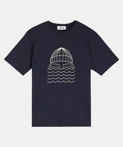 BASK IN THE SUN TEE SHIRT TO THE SEA navy