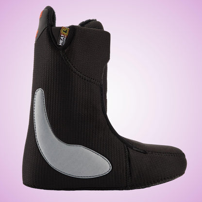 Chausson intérieur chaud noir de la Burton Limelight présenté de profil, avec renfort latéral gris et tige montante rembourrée