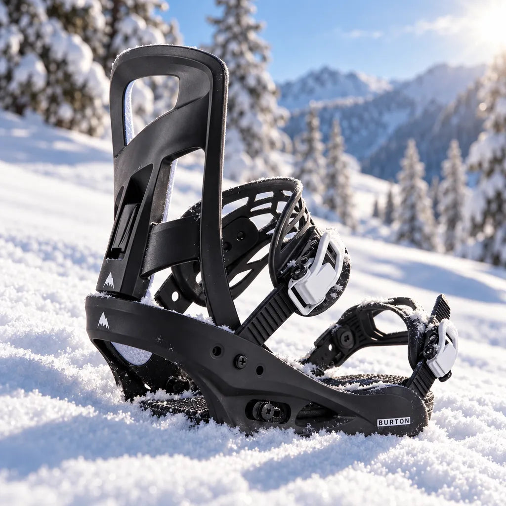 fixation snowboard freestyle re flex burton pour homme posée dans la neige