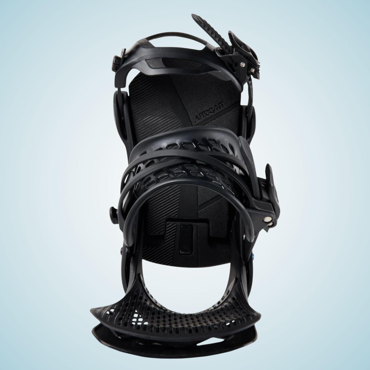 Arrière de la fixation Burton noire, avec spoiler Kickback Hammock ajouré et structure enveloppante autour du talon