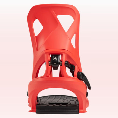 Arrière de la Step On Re:Flex, avec spoiler orange ajouré, mécanisme de verrouillage au talon et base noire