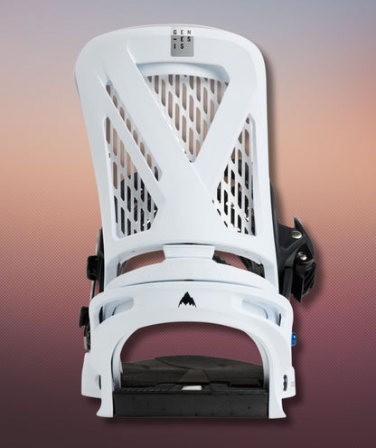 Fixation snowboard Burton Genesis Re:Flex homme blanche all mountain highback Kickback Hammock maintien talon