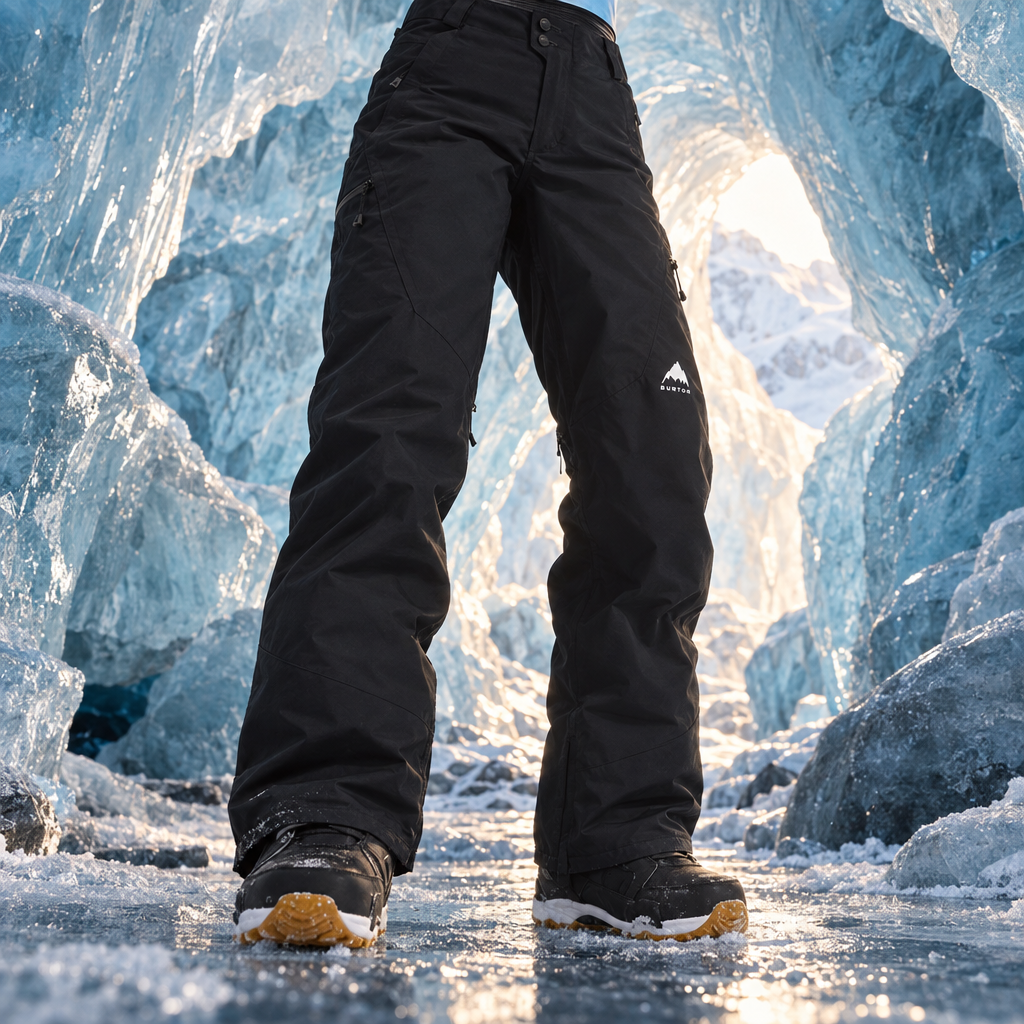 Pantalon de Snowboard Femme Reserve 2L Stretch True Black porté dans une grotte de glace