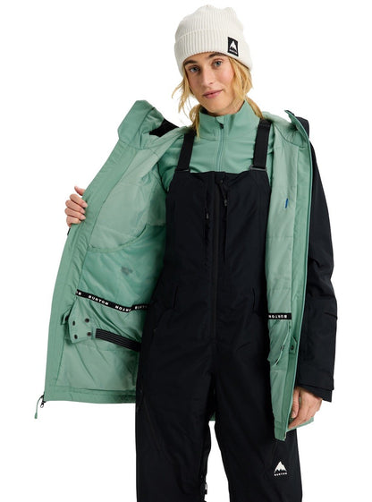 Intérieur Soft Sage de la veste Burton Reserve 2L Insulated Jacket femme avec poches et fermeture zippée