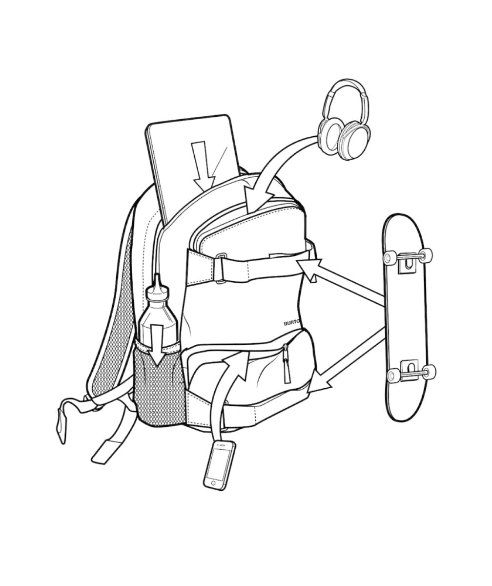 BURTON SAC A DOS TREBLE YELL 21L BACKPACK Gray Cloud/Fiesta Red