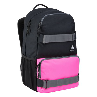 sac burton treble noir et rose avec 2 sangles a l'avant