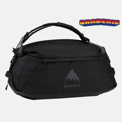 Sac Burton Multipath Duffel 60L Black avec poignée supérieure, poches zippées et design noir sobre