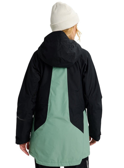 Vue de dos de la veste femme Burton Reserve 2L True Black Soft Sage avec empiècement vert sauge contrasté
