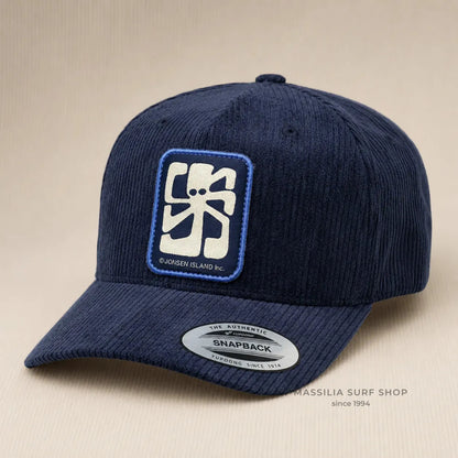 casquette bleue en velours jonsen island logo poulpe blanc hiver 26/27