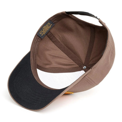 vue interieure casquette sans filet jonsen marron omnia sol avec detail coutures