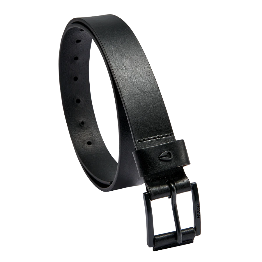 ceinture belt cuir noire nixon homme enroulée détail logo marque
