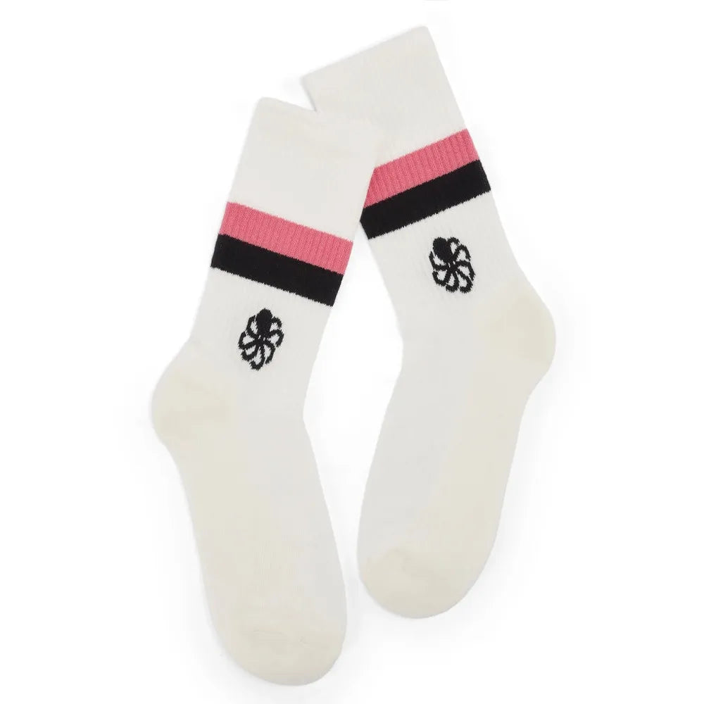 jonsen island chaussettes sock sprint pink 2 bandes noire et rose et poulpe