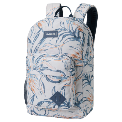 sac à dos dakine 365 backpack blanc à motif fleuris bleus et oranges 
