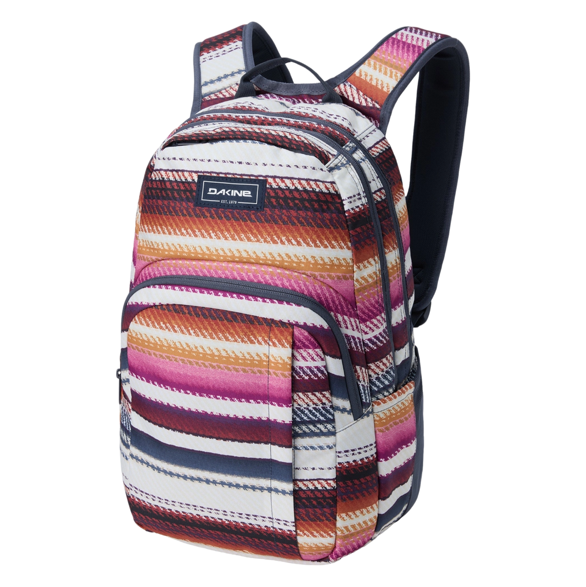 sac à dos campus 25 litres avec rayures rouges et oranges vue de face