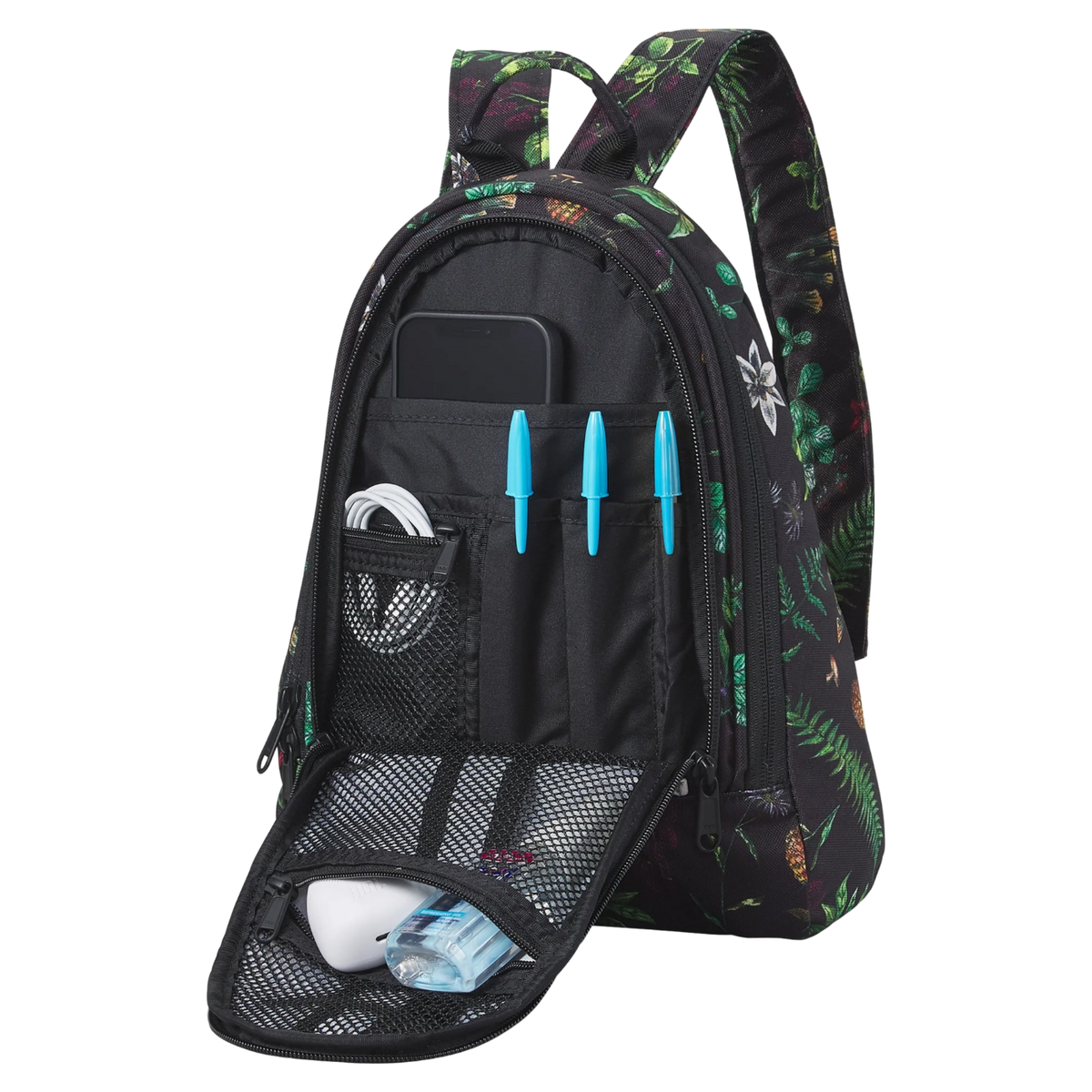 sac à dos dakine 6.5 litres noir dakine cosmo vu de l'intérieur avec différents compartiments