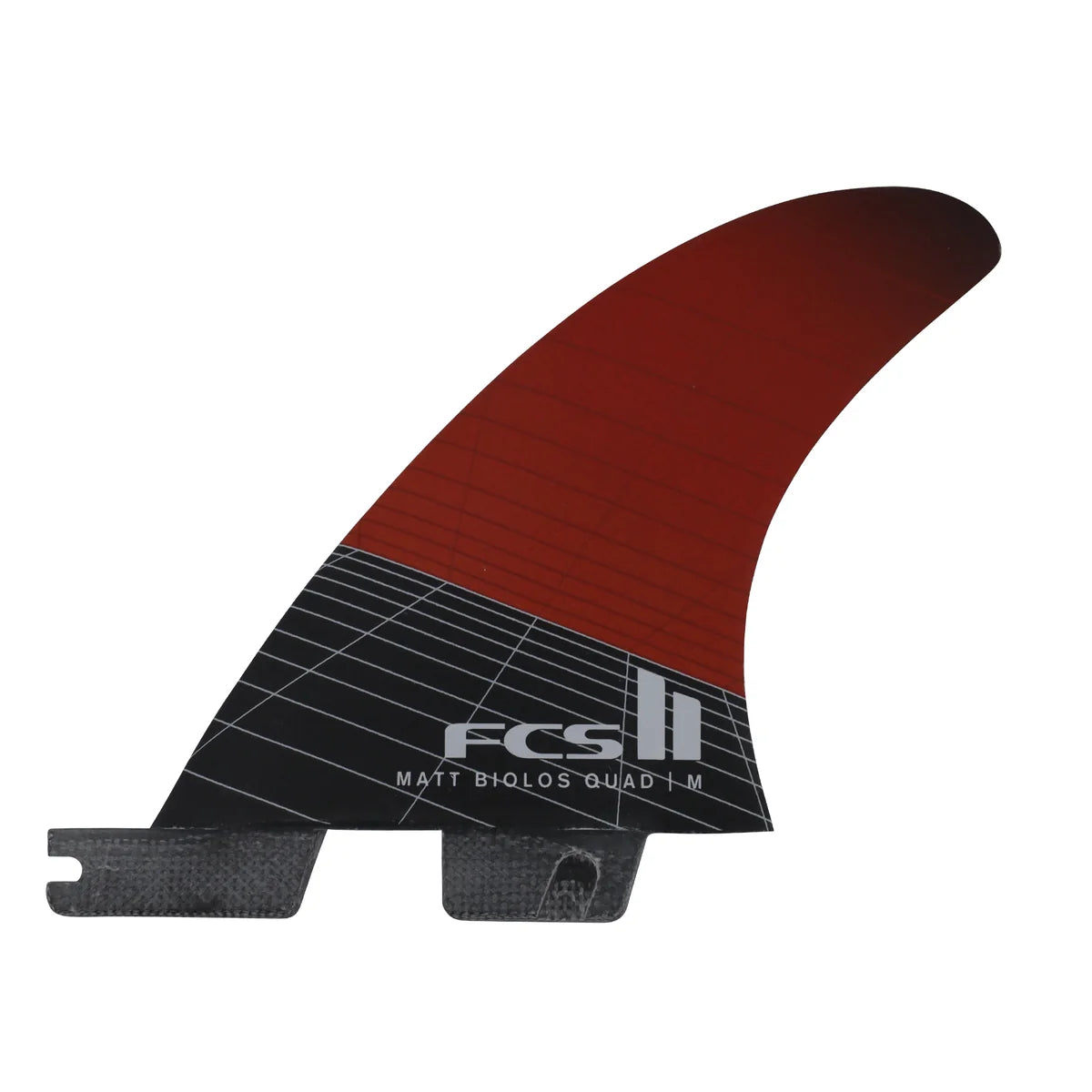 Paire de dérives arrière de surf FCS II Matt Biolos Quad Rear, construction Performance Core Carbon et système de fixation FCS II.