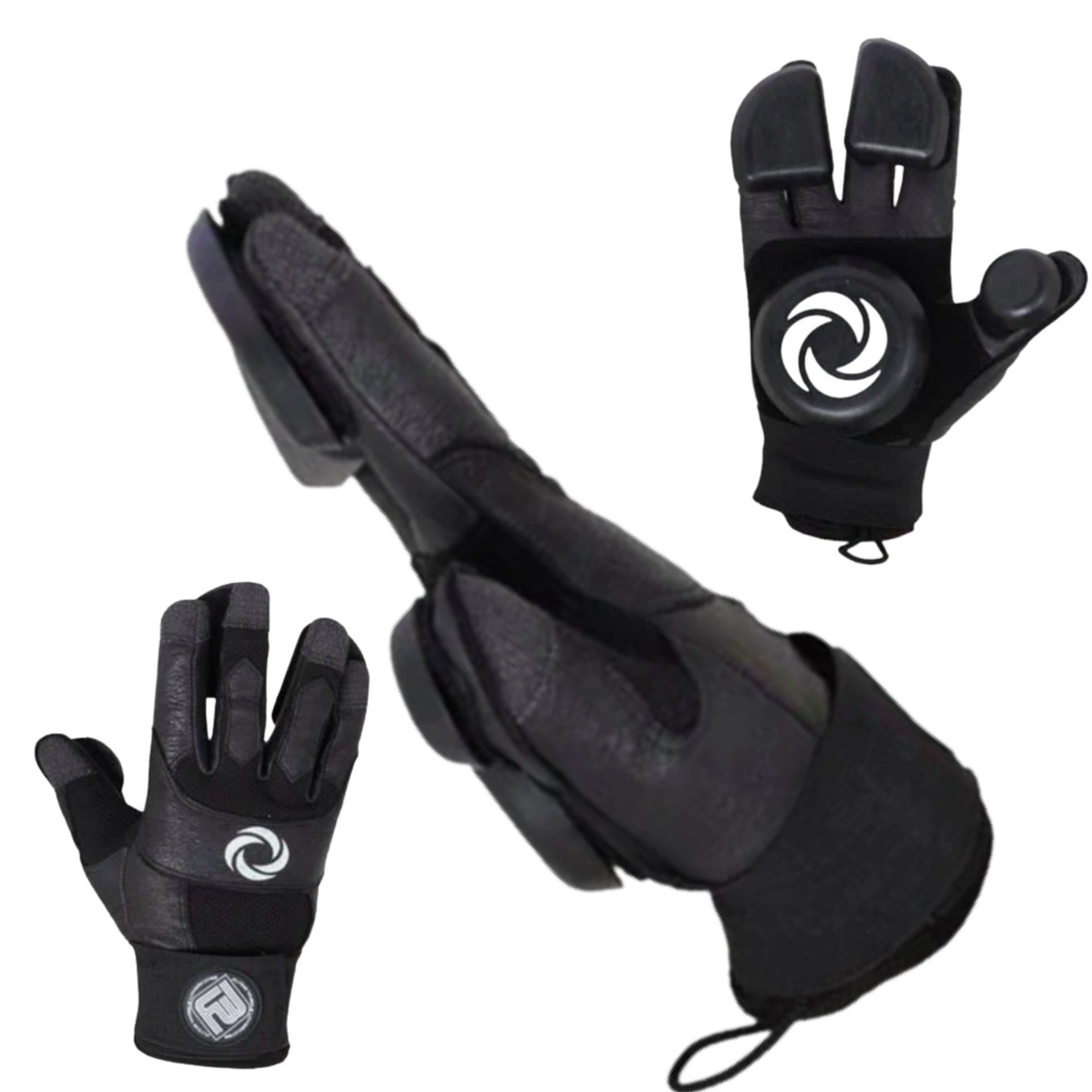 gants skate noir protection goudron flying wheels asfalt 3 vues