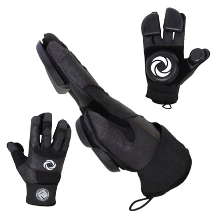 gants skate noir protection goudron flying wheels asfalt 3 vues