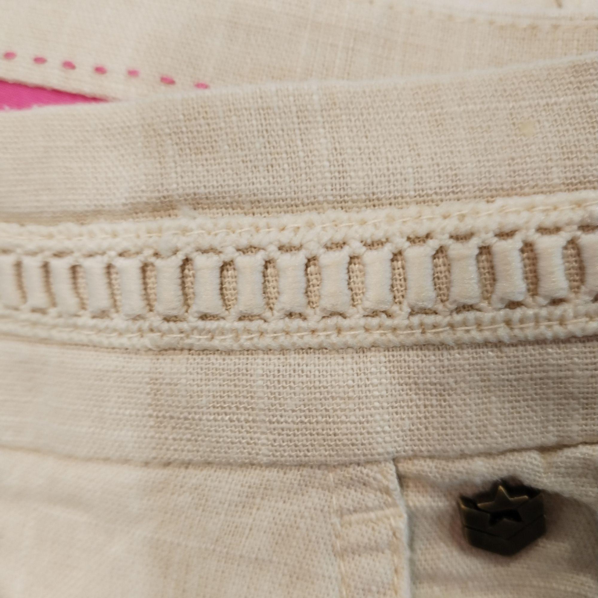 FREEMAN T.PORTER PANTALON AGATHA PLAIN LINEN Macadamia détail broderie ceinture