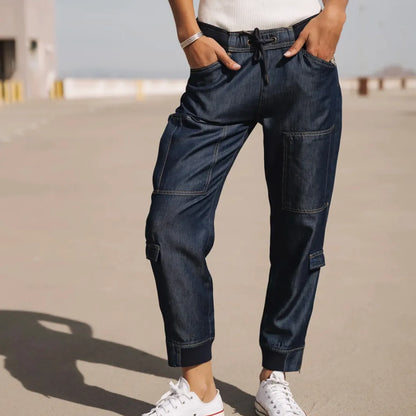jean cargo femme lyocell coupe cropped taille normale style ete urbain decontracte