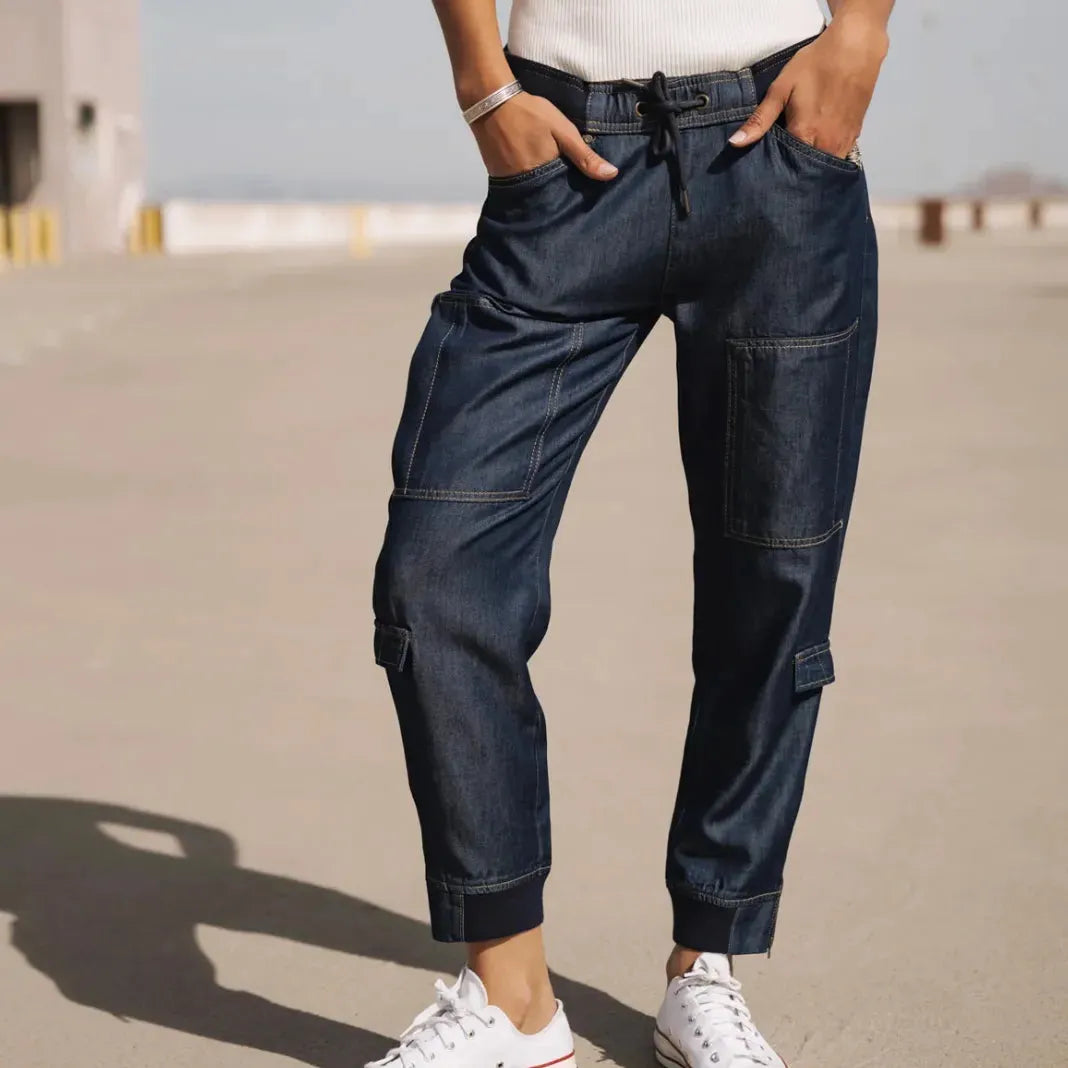 jean cargo femme lyocell coupe cropped taille normale style ete urbain decontracte