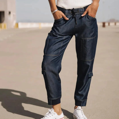 jean cargo femme lyocell coupe cropped taille normale style ete urbain decontracte