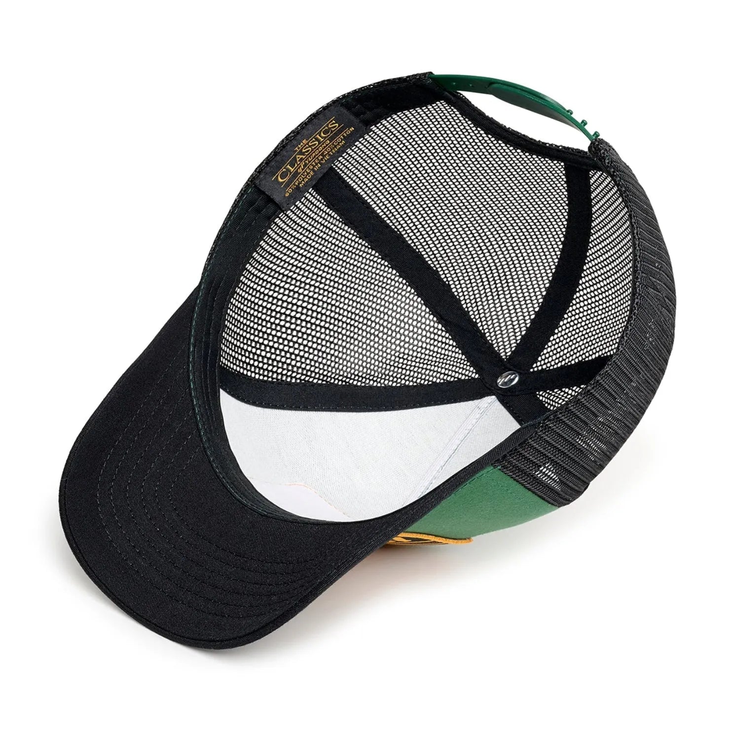vue interieur avec detail coutures casquette mucho better green jonsen island