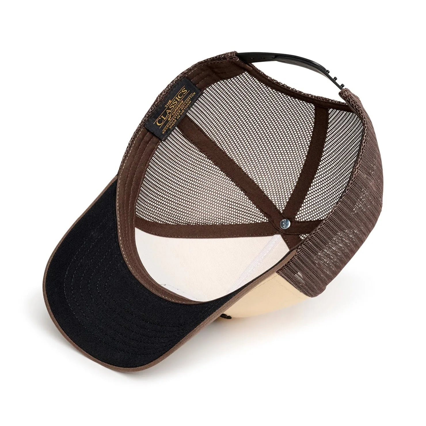casquette jonsen blanche et marron 3d rise interieur visiere noire