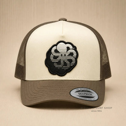 casquette jonsen blanche et marron 3d rise vue de face visiere marron