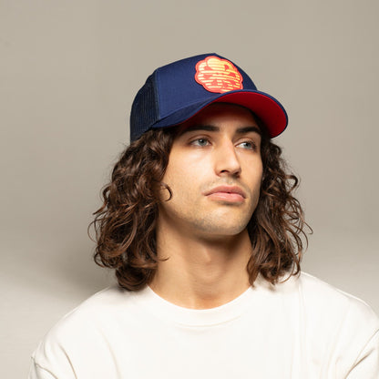 JONSEN ISLAND CASQUETTE TRUCKER FLOWER 3 Famous navy portée vue face