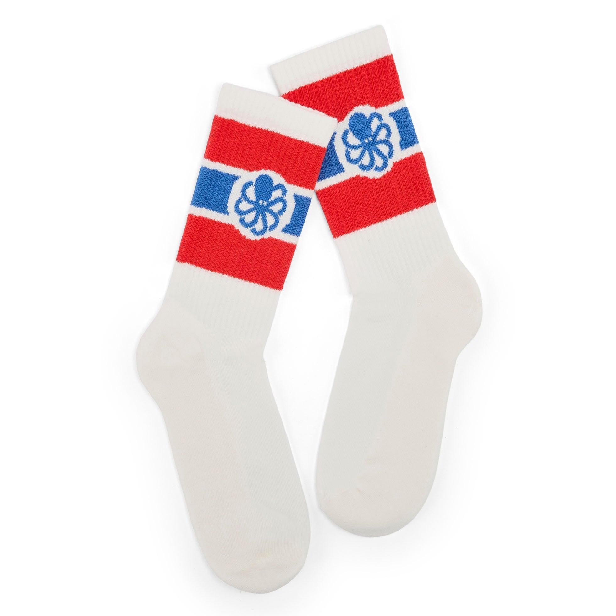 JONSEN ISLAND CHAUSSETTES SOCK CAMPUS Red détail logo