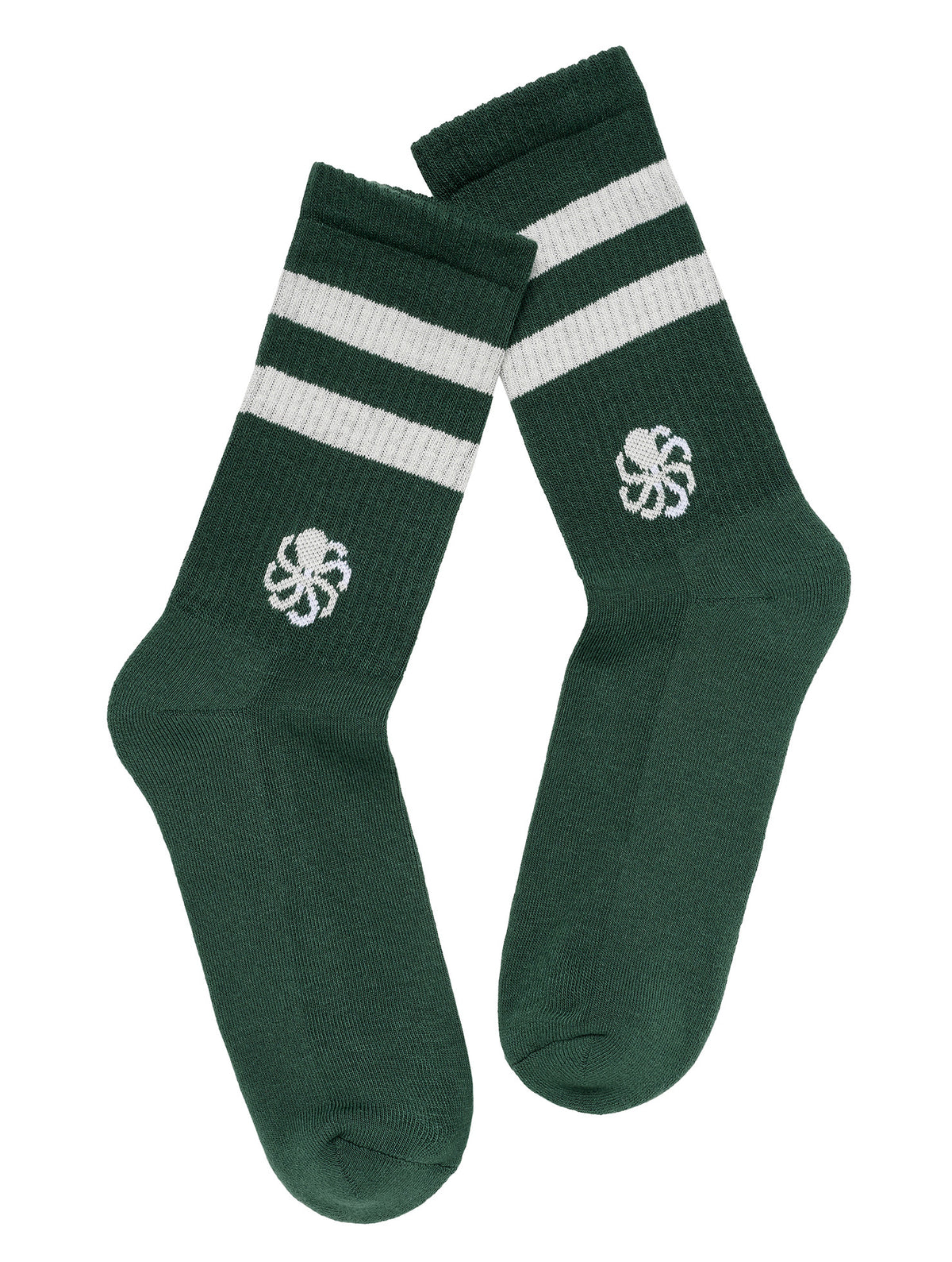 chaussettes sprint green coconut à plat sur fond blanc
