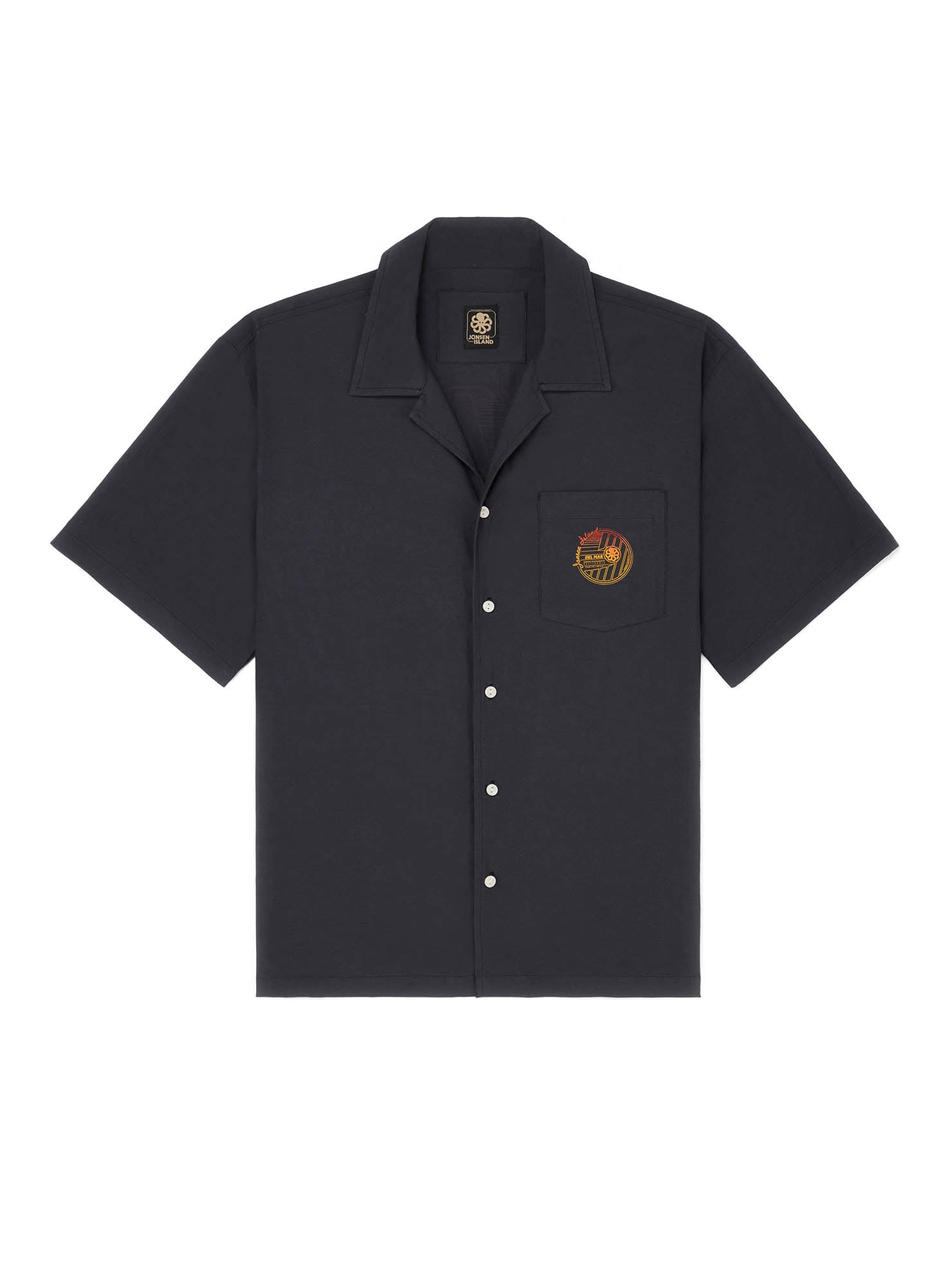 JONSEN ISLAND CHEMISE SUMMER SHIRT Black détail logo poche et col cubain