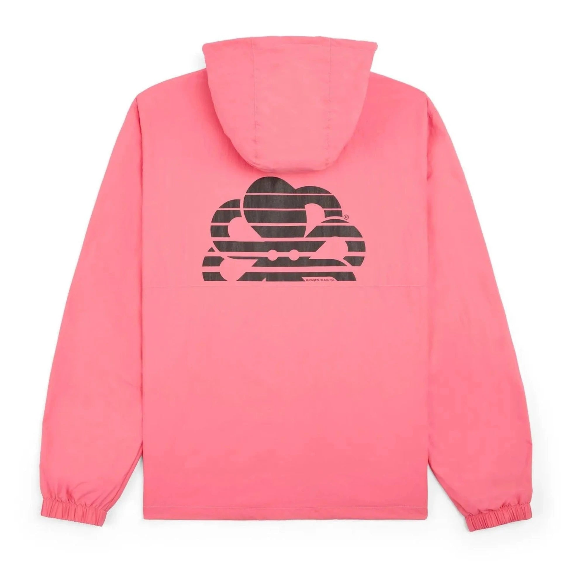 Dos du Windbreaker Pink, grande pieuvre noire stylisée en lignes horizontales centrée sous la capuche