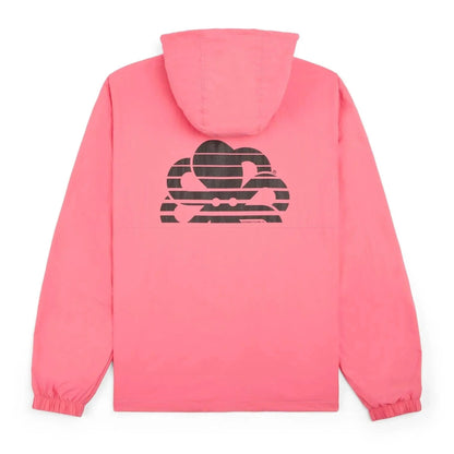 Dos du Windbreaker Pink, grande pieuvre noire stylisée en lignes horizontales centrée sous la capuche