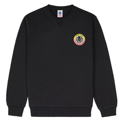 sweat-shirt noir vue de face avec logo coeur rond jonsen poulpe jaune et orange