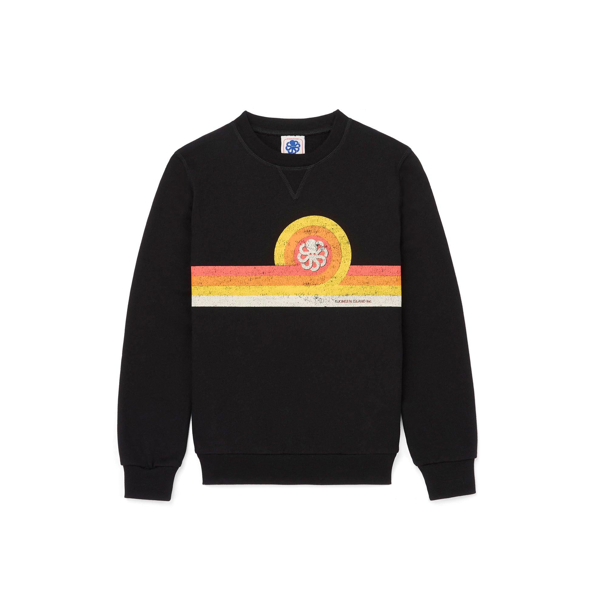 sweat noir enfant détail logo orange