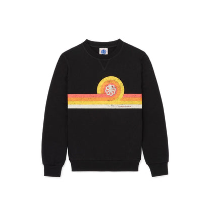 sweat noir enfant détail logo orange