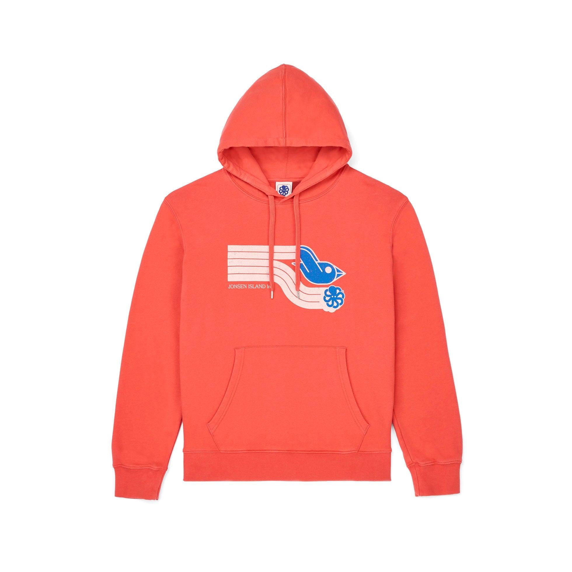 JONSEN ISLAND SWEAT HOODIE CLASSIC FAST BIRD Red f/o détail logo