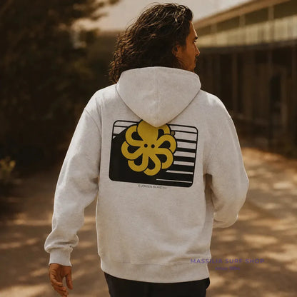 sweat jonsen island homme zippé vue de dos avec poulpe jaune et bandes noires