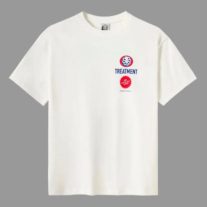 tee shirt confort blanc jonsen island avec poulpe bleu sur le coeur vue de face